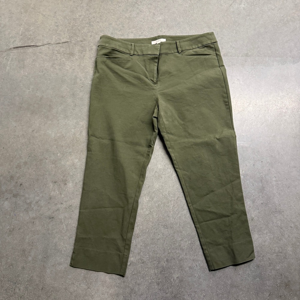 Loft Womens Olive Green Ankle Pants Size 14 Stretch Straight Leg Trousers
